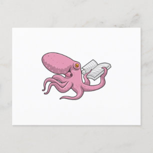 Postal El pulpo como nervioso con el libro