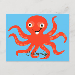 Postal El pulpo sonriente rojo agudo Thunder_Cove