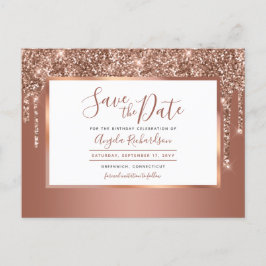 Postal El Purpurina Rosa Gold Sparkle Drin Save the Date