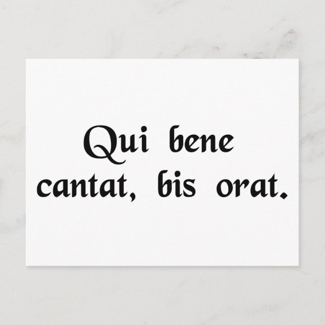 Postal El que canta bien, reza dos veces. (Anverso)