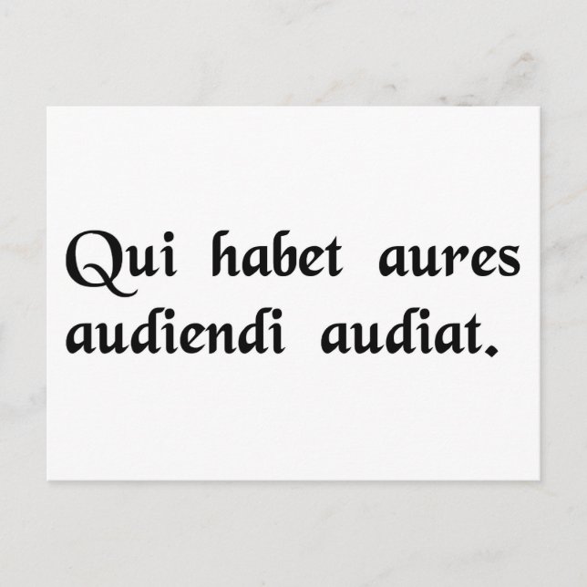 Postal El que tiene oídos, que entienda cómo escuchar. (Anverso)