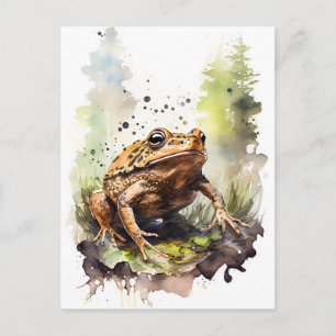 Postal El rastreo de la toad acuarela a través de la prad