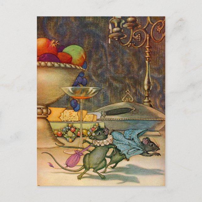 Postal El ratón de pueblo y el ratón de campo (Anverso)