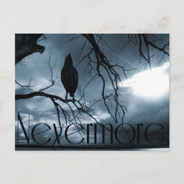 Postal El Raven - Nevermore Sunbeams & Tree Blue (Anverso)