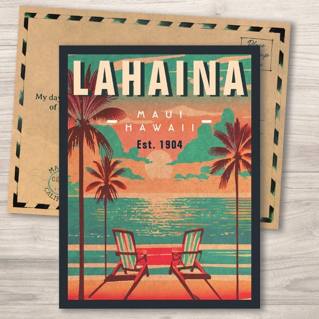 Postal El recuerdo del atardecer retro de Lahaina Maui Ha (Subido por el creador)