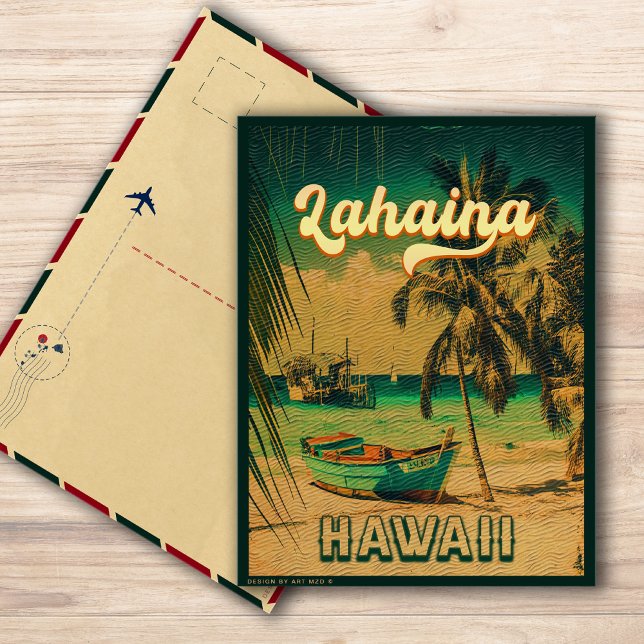 Postal El recuerdo del atardecer retro de Lahaina Maui Ha (Subido por el creador)