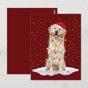 Postal El recuperador de oro Santa Christmas Tree Lights