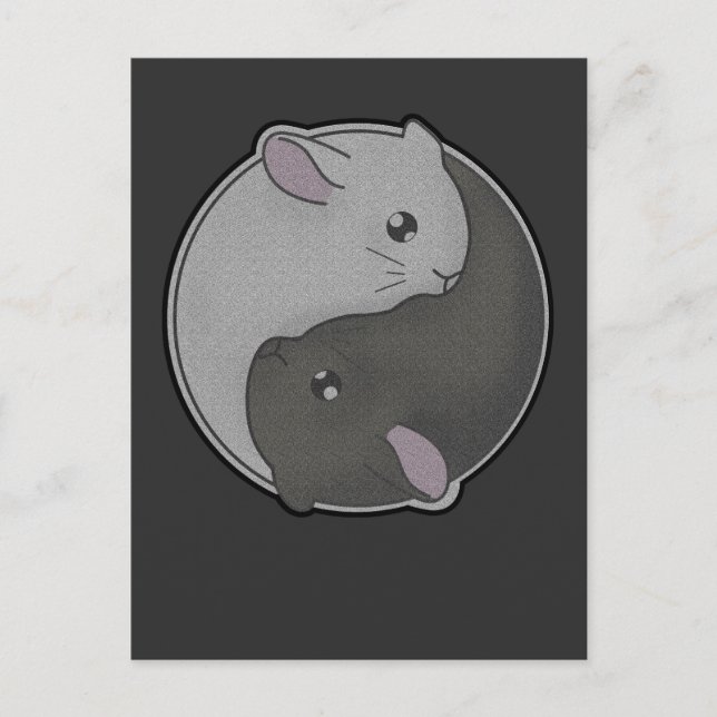 Postal El regalo de Chinchilla Yin Yang Rodent Mascota Ta (Anverso)