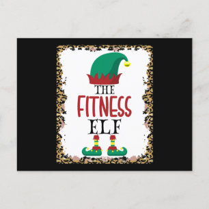 Postal El regalo de los Navidades de Fitness Elf Leopard