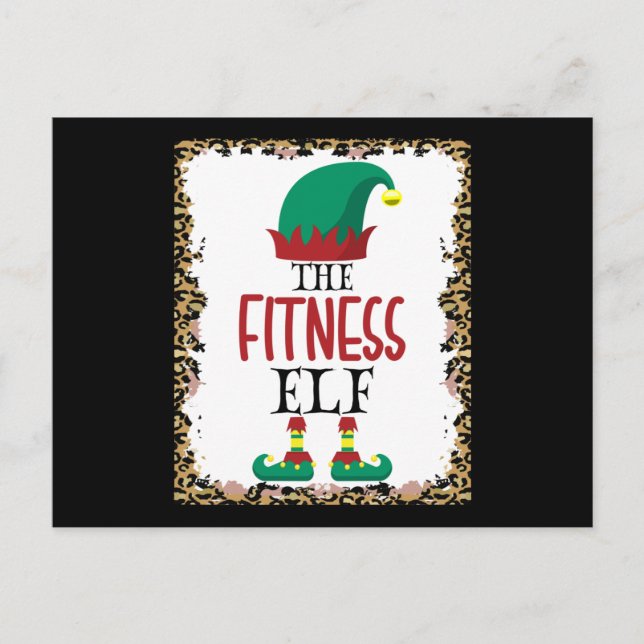 Postal El regalo de los Navidades de Fitness Elf Leopard  (Anverso)