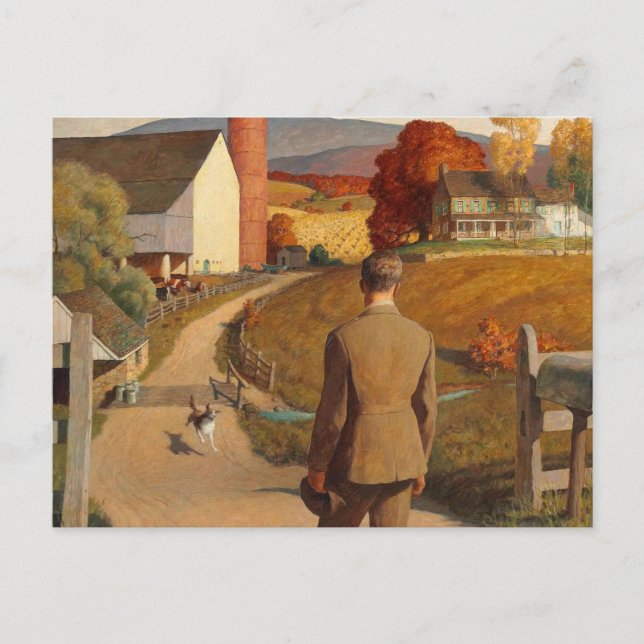 Postal El regreso a casa, 1945, de Newell Convers Wyeth (Anverso)