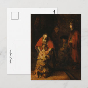 Postal El regreso del hijo pródigo por Rembrandt