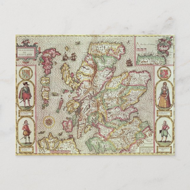 Postal El reino de Escocia, grabado por Jodocuments (Anverso)
