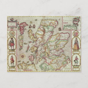 Postal El reino de Escocia, grabado por Jodocuments