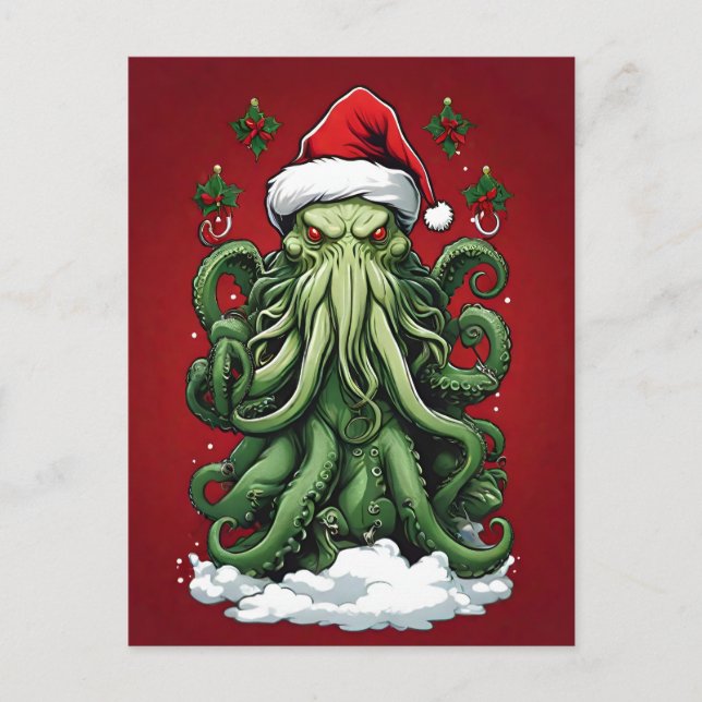 Postal El reino Yuletide de Cthulhu: un Navidad aterrador (Anverso)