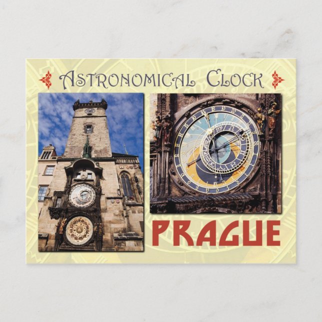 Postal El reloj astronómico de Praga, República Checa (Anverso)