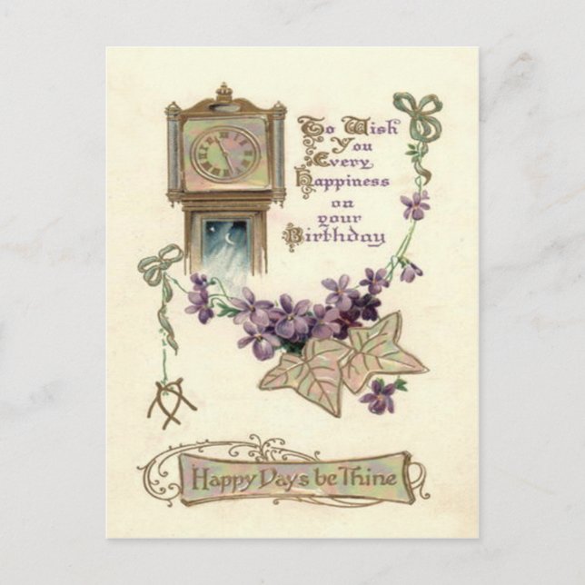 Postal El reloj del abuelo olvida no-me-deja (Anverso)