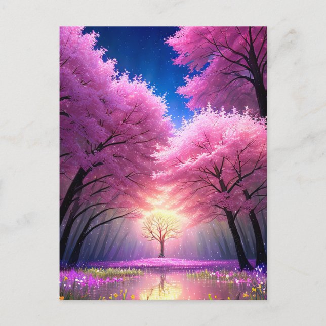 Postal El resplandor mágico del árbol de oro (Anverso)