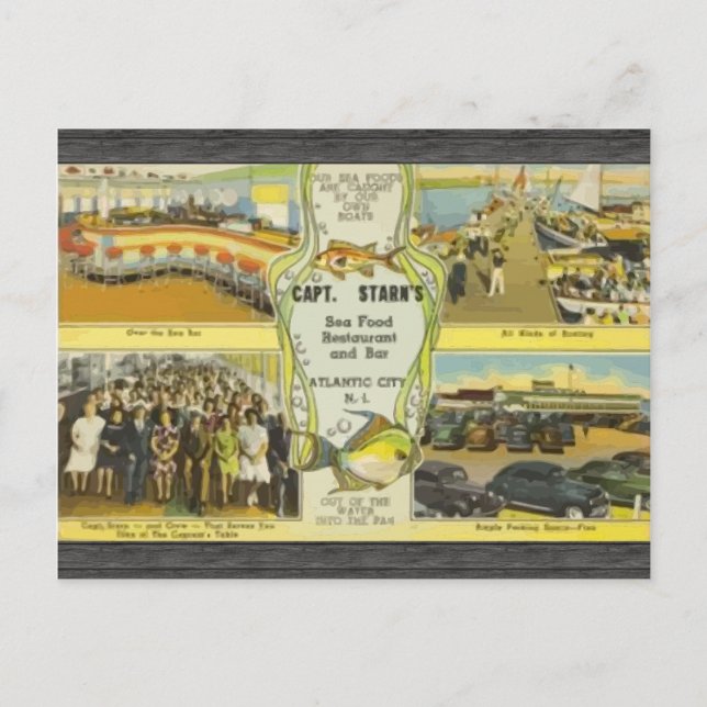 Postal El Restaurante Y Bar Del Capitán Starn Atlantic Ci (Anverso)
