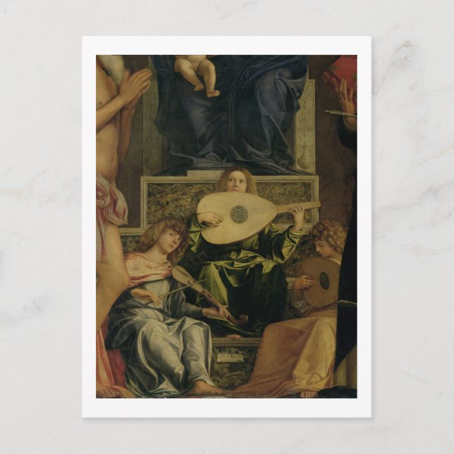 Postal El retablo de San Giobbe, detalle de los ángeles t (Anverso)