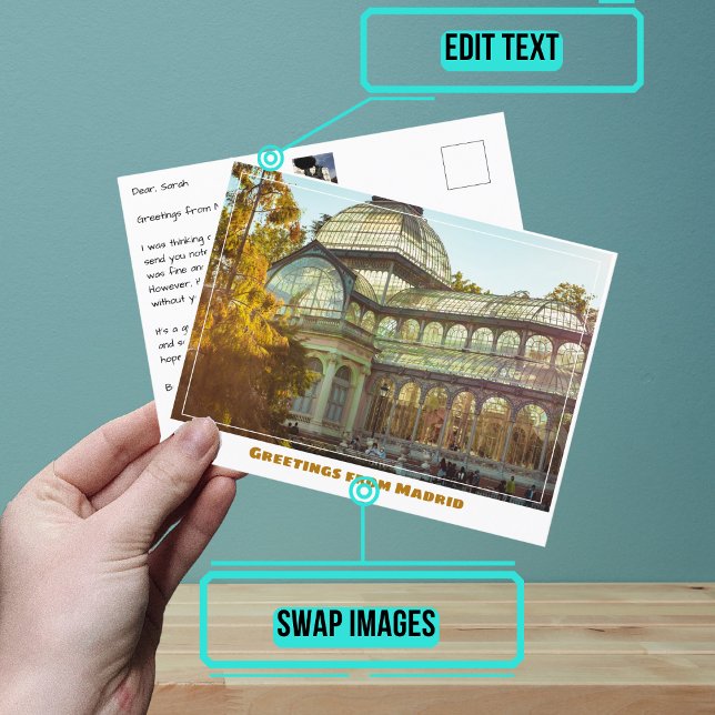 Postal El Retiro del Palacio de Cristal en Madrid España  (Share your experiences with these stylish template postcards.)