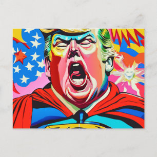 Postal El retrato de Donald Trump, el famoso superhéroe c
