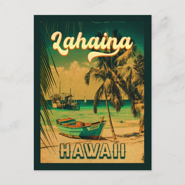 Postal El retro de palmeras de Lahaina Hawaii recuerdos d (Anverso)