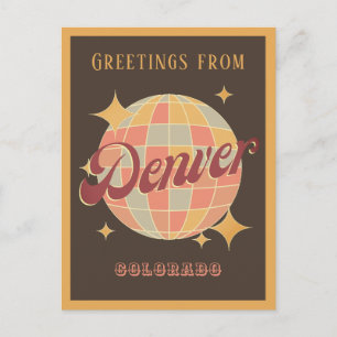 Postal El retro vintage de Denver Colorado USA saluda la 