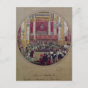 Postal El Rey Carlos X recibe a los Caballeros