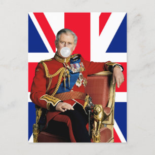 Postal El rey Charles Blowing White Bubble bandera britán