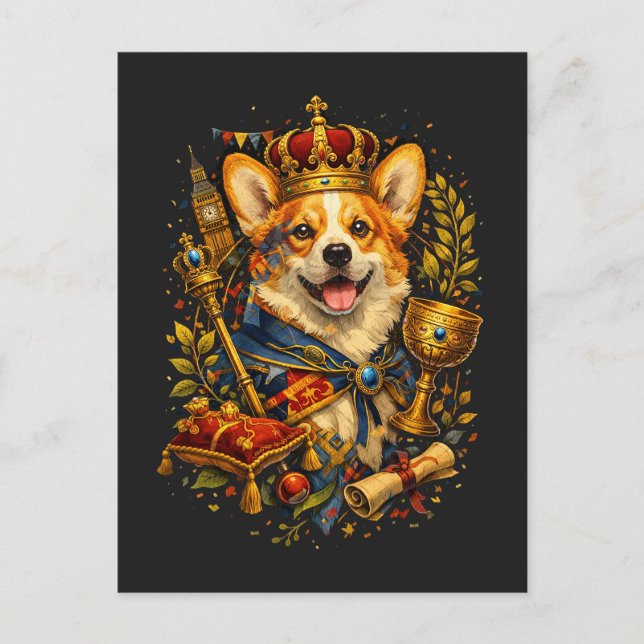 Postal El Rey Corgi (Anverso)