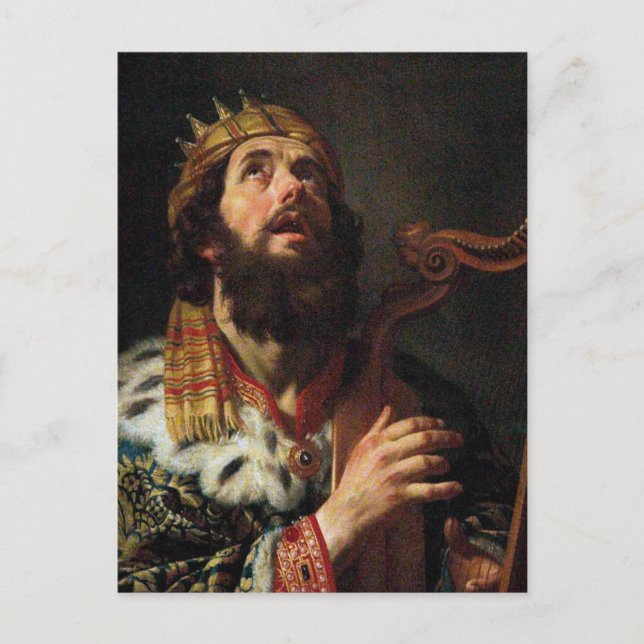Postal 'El Rey David juega al arpa' (Anverso)
