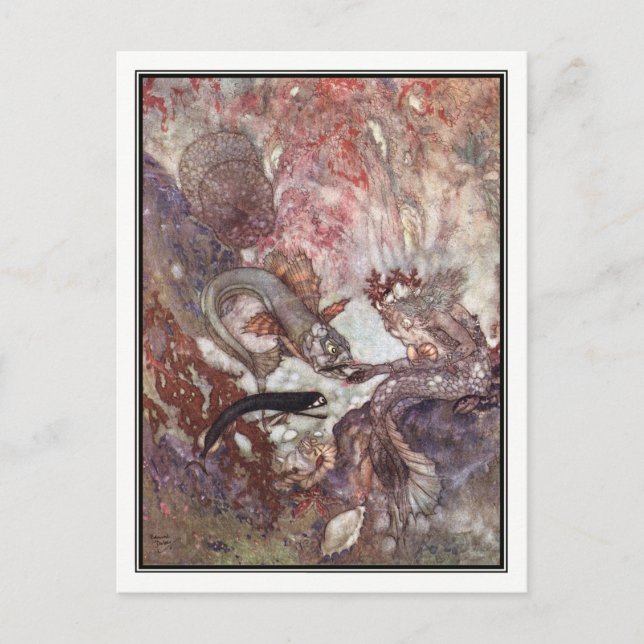 Postal El rey del Merman de Edmund Dulac (Anverso)