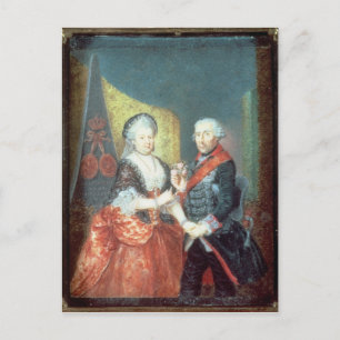 Postal El Rey Federico II y su esposa