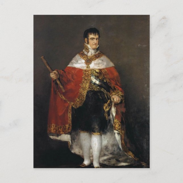 Postal el rey Fernando VII de España en sus túnicas de es (Anverso)