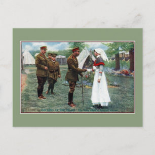 Postal El rey George se reúne con la matrona del hospital