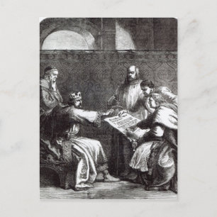 Postal El Rey John se niega a firmar Magna Charta