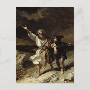 Postal El Rey Lear y el tonto en la tormenta