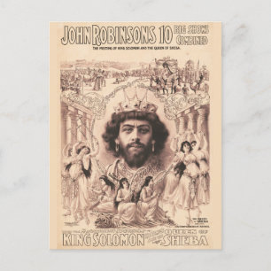 Postal El rey Salomón rodeado de bailarinas