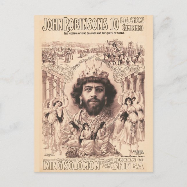 Postal El rey Salomón rodeado de bailarinas (Anverso)