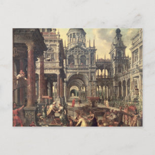 Postal El Rey Salomón y la Reina de Saba