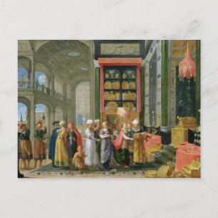 Postal El Rey Salomón y la Reina de Saba