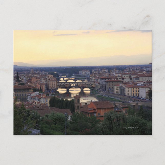 Postal El río Arno y el Ponte Vecchio en Florencia, (Anverso)