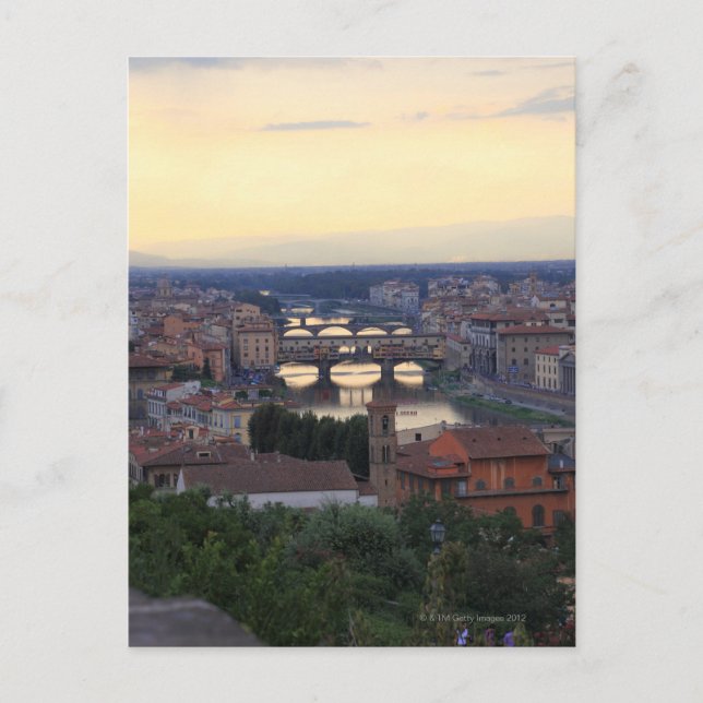 Postal El río Arno y el Ponte Vecchio en Florencia, (Anverso)