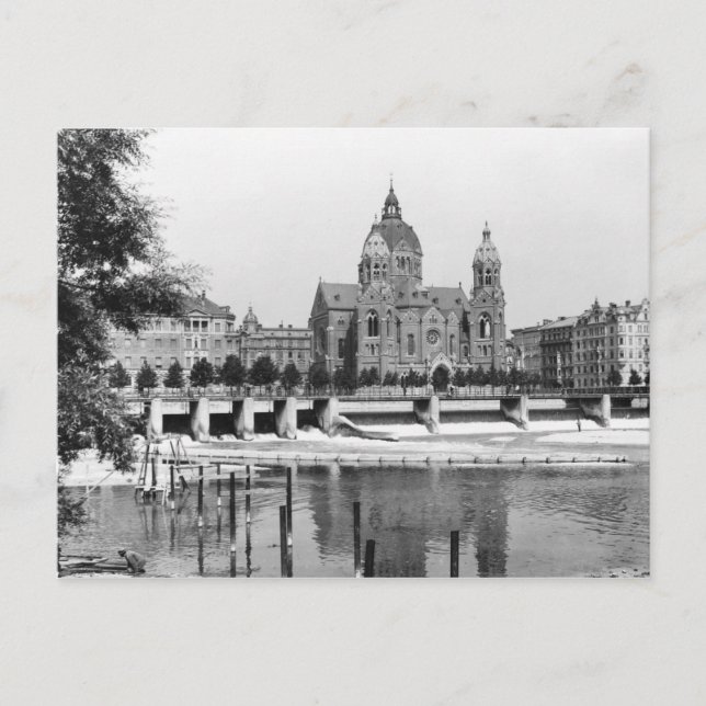 Postal El río Isar en Munich, c.1910 (Anverso)