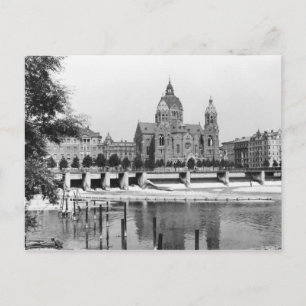 Postal El río Isar en Munich, c.1910