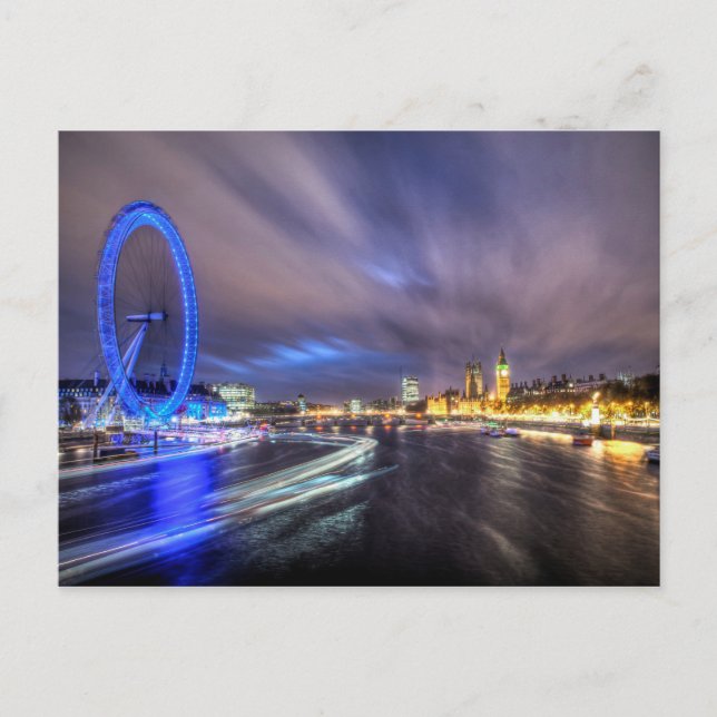 Postal El río Támesis de noche (Anverso)