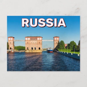 Postal El río Volga bloquea Rybinsk, Rusia