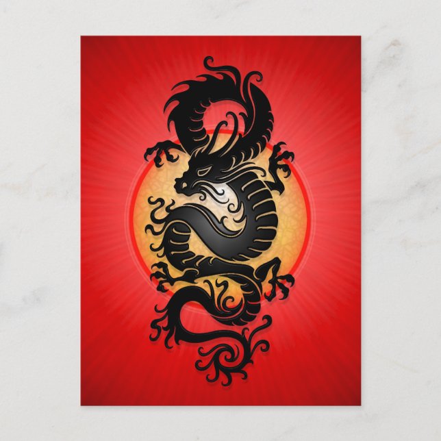 Postal El rojo estalló el dragón chino (Anverso)