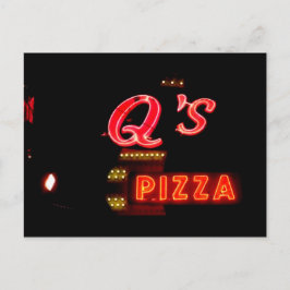 Postal El Rótulo Q's Pizzeria Vintage Neon, Hillside Il.